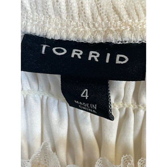 Torrid Top Milkmaid 4X Cream Swiss Dot Mesh Feminine Coquette Smock Crop Boho - Picture 3 of 13